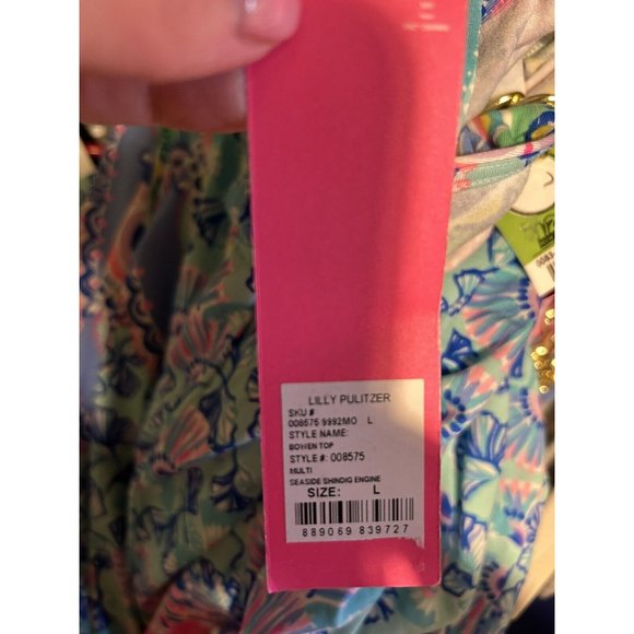 Lilly Pulitzer Bowen Halter Top L in Seaside Shindig Engine NEW WITH TAG! - Picture 4 of 6